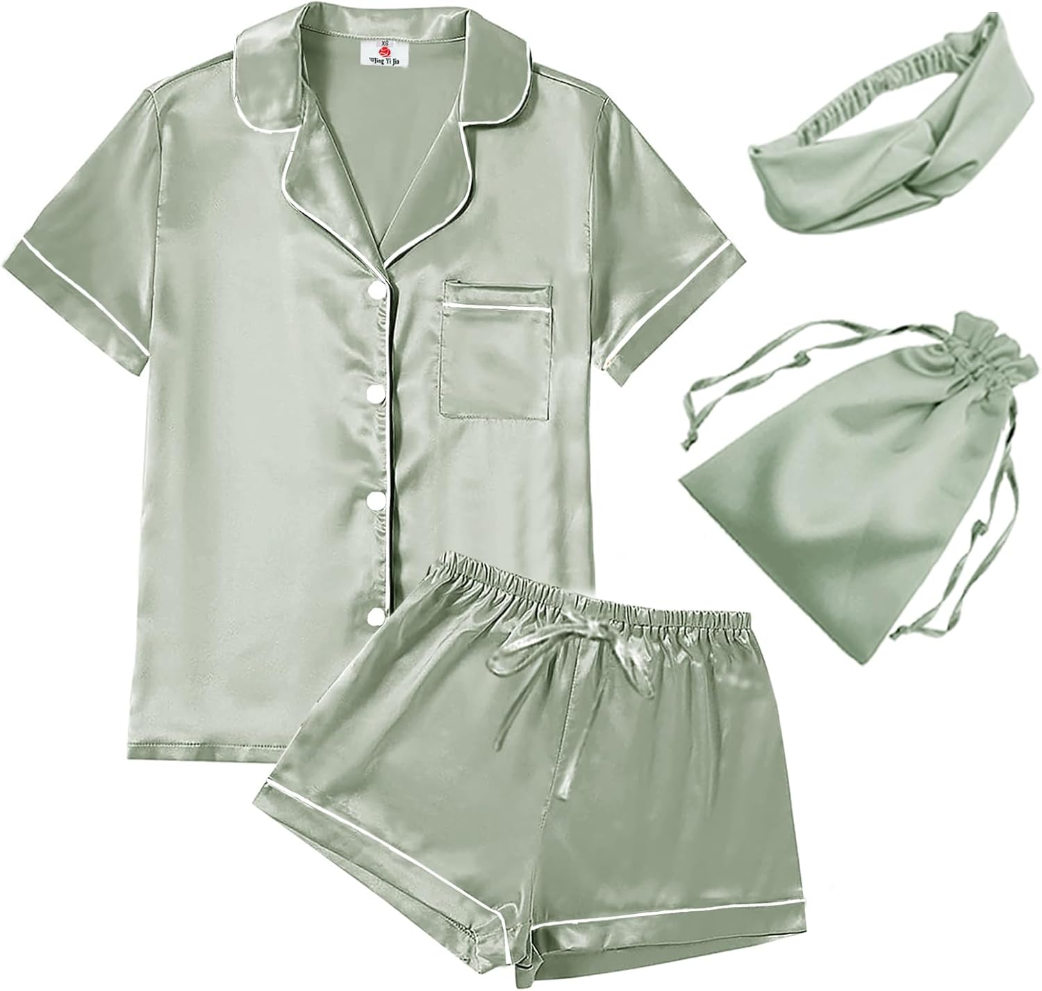 Women’s Satin Pajama Short Set – Soft 4-Piece Sleepwear