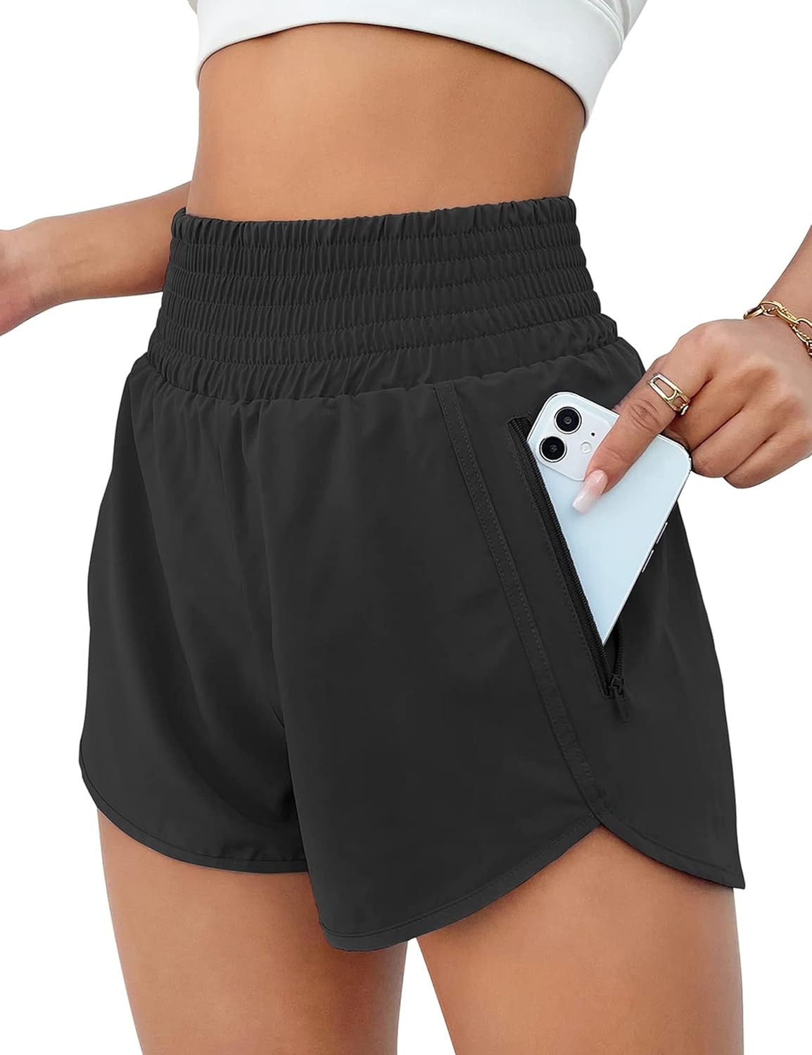 Women’s High Waisted Athletic Running Shorts With Pocket