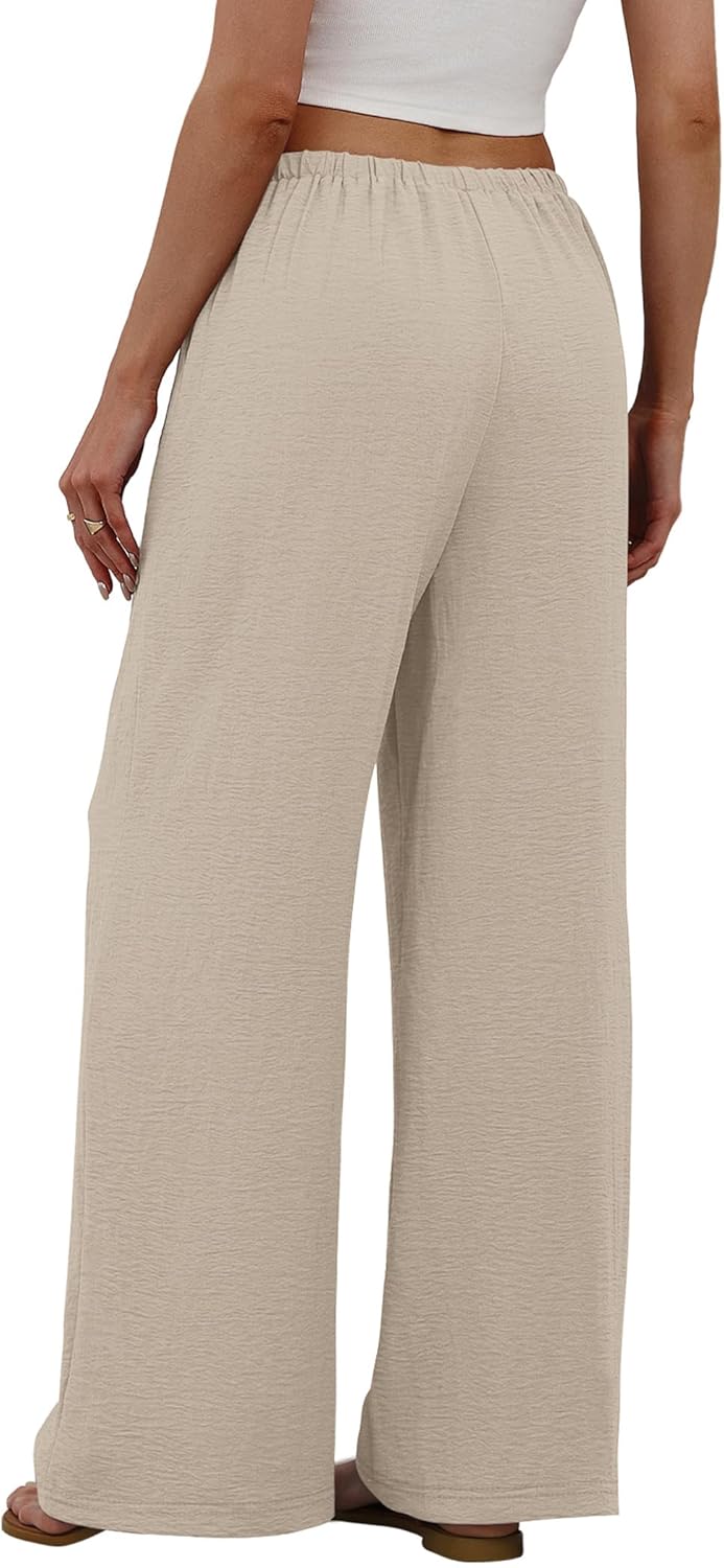 Women’s Wide Leg Palazzo Pants with Drawstring Waist