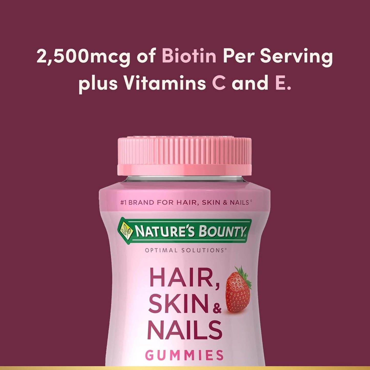 Hair, Skin & Nails Biotin Vitamin Gummies, Strawberry