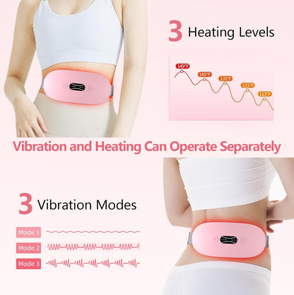 Cordless Heating Pad for Cramps – 3 Heat & Massage Modes
