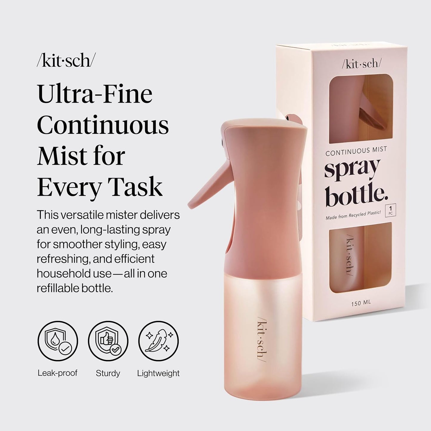 Continuous Fine Mist Spray Bottle for Hair & Beauty