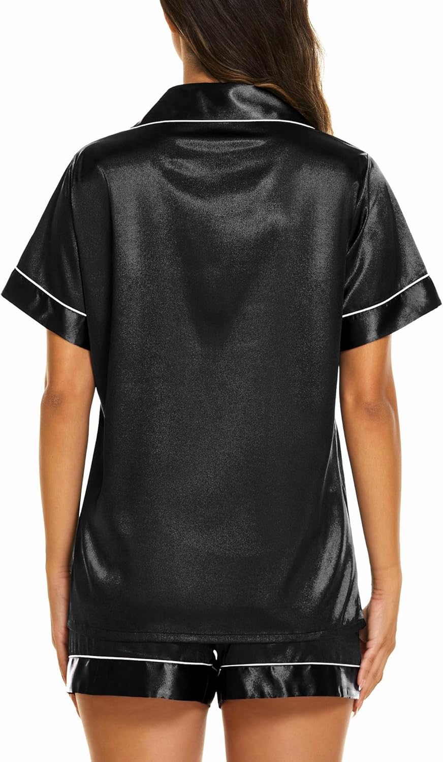 Women’s Satin Pajama Shorts Set Button Down Sleepwear