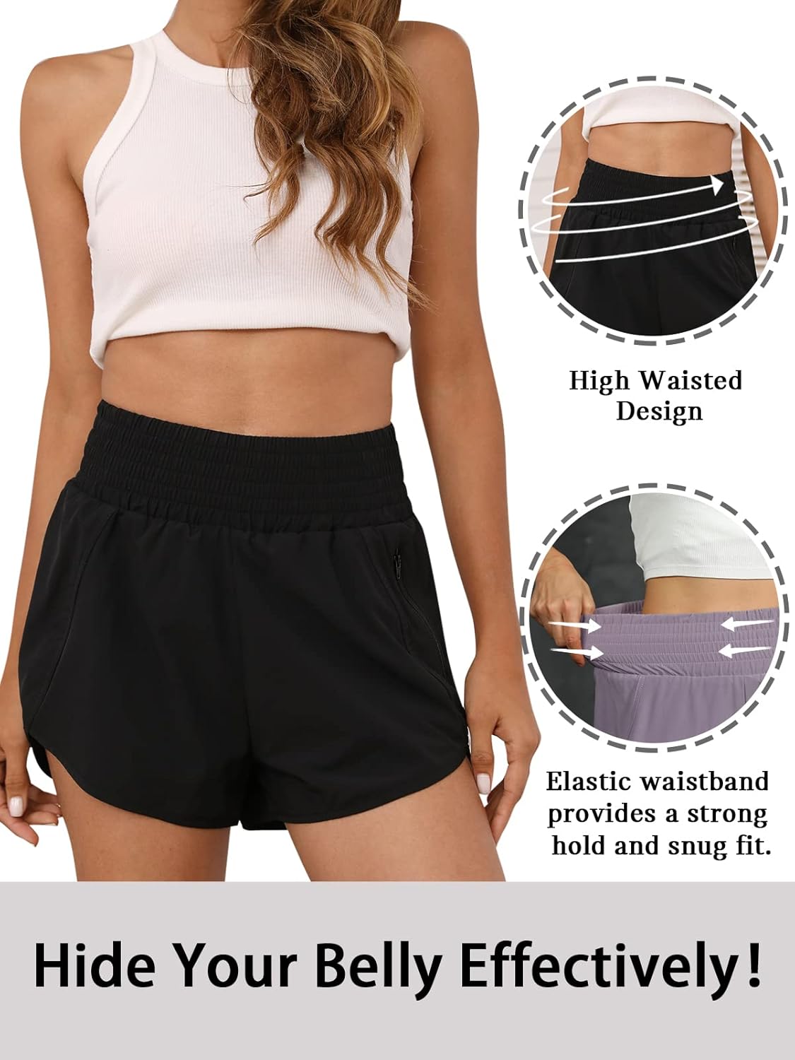 Women’s High Waisted Athletic Running Shorts With Pocket