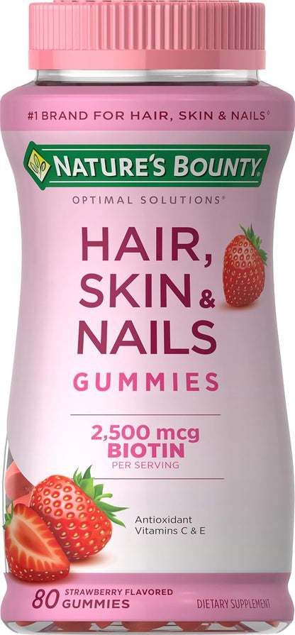 Hair, Skin & Nails Biotin Vitamin Gummies, Strawberry