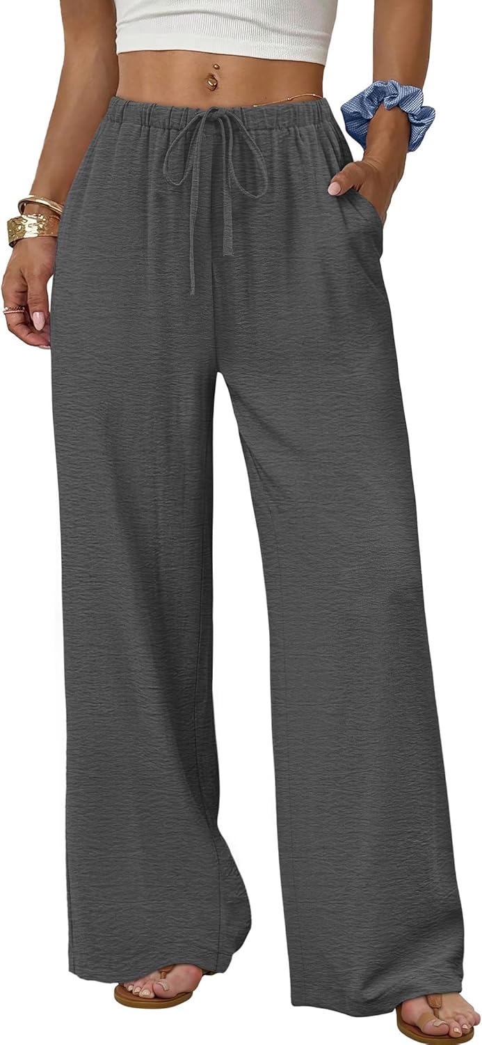 Women’s Wide Leg Palazzo Pants With Drawstring Waist