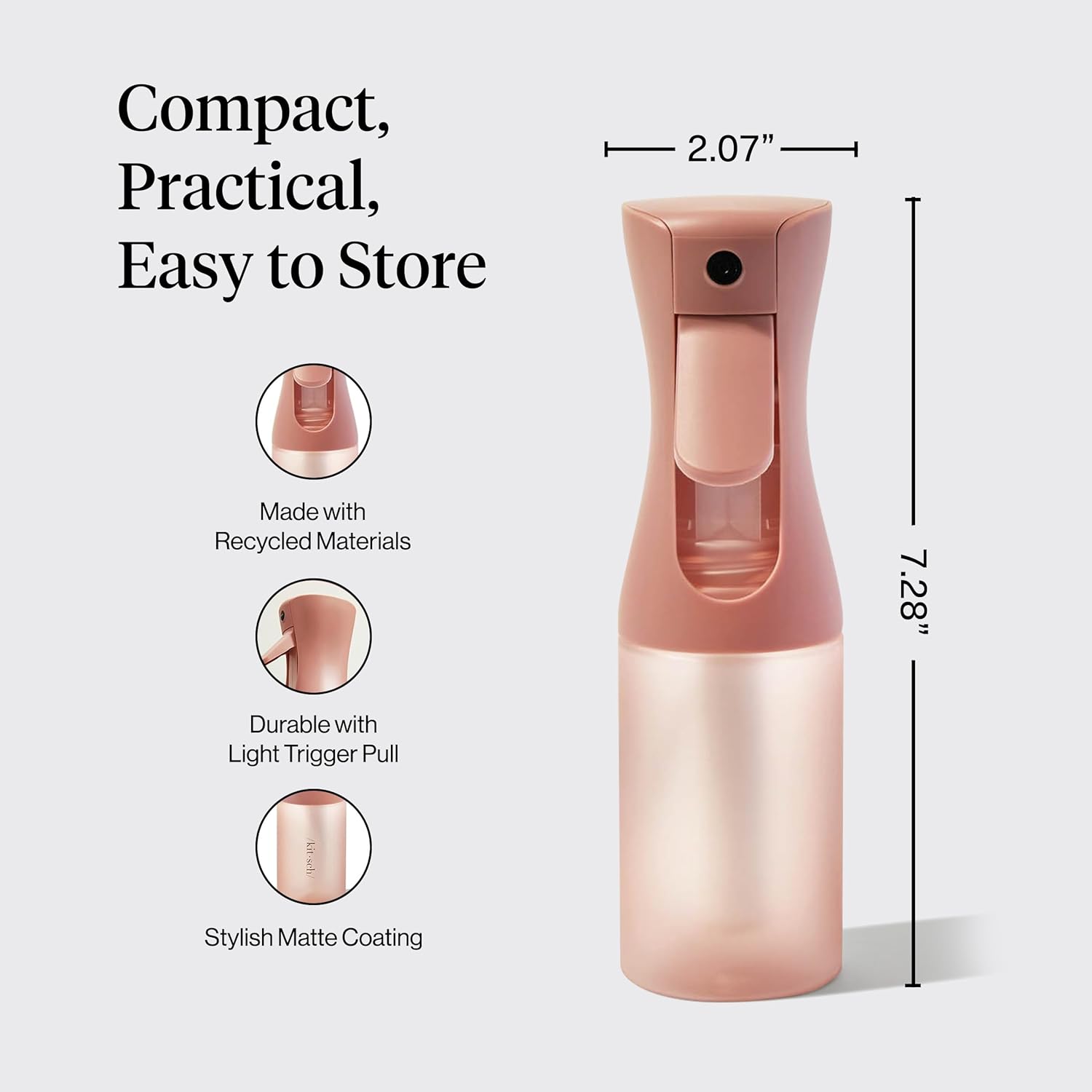 Continuous Fine Mist Spray Bottle for Hair & Beauty