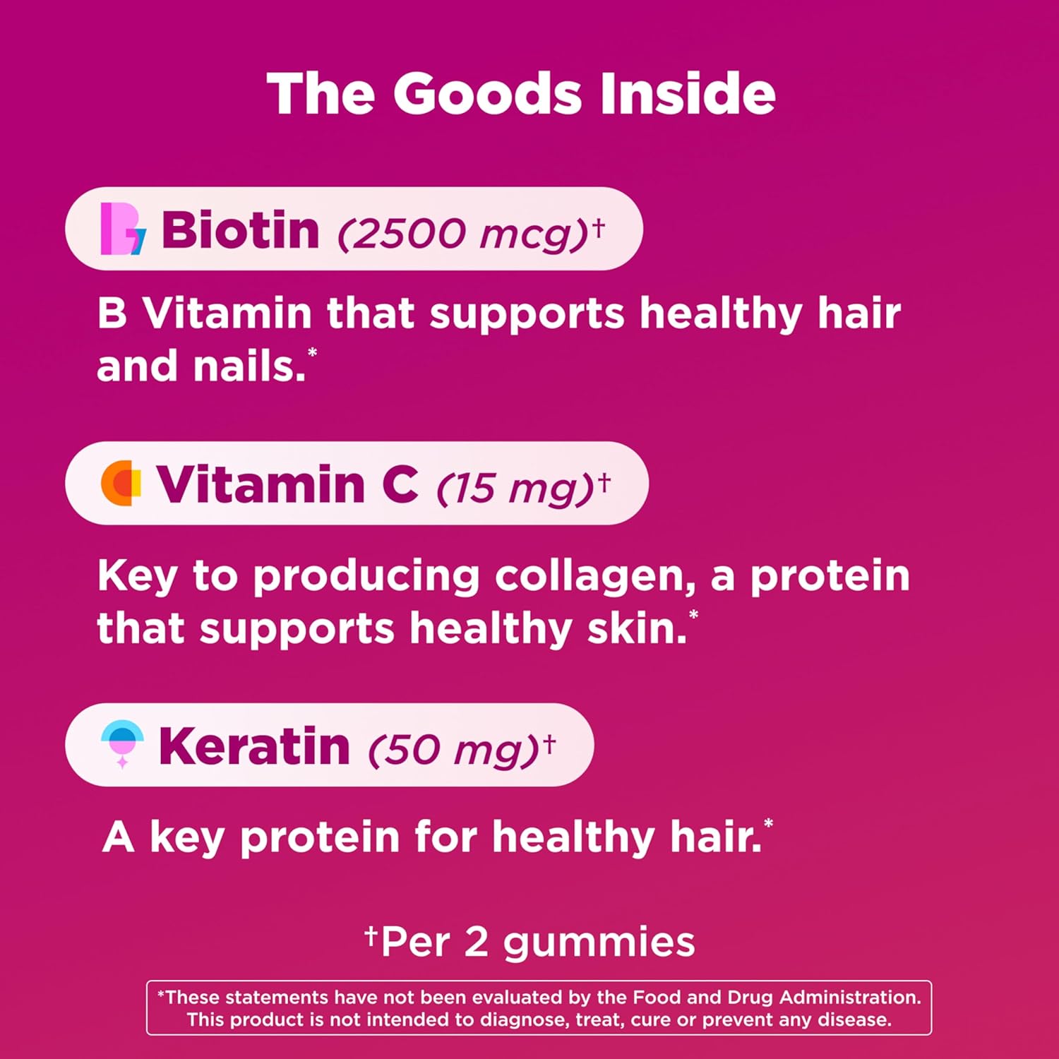Hair, Skin & Nails Gummies with Biotin, Keratin & Vitamin C