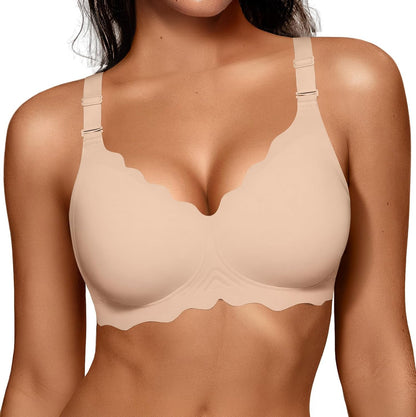 Women’s Jelly Wireless Bra Scalloped Seamless T-Shirt