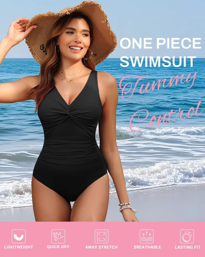 Women’s Tummy Control One Piece Swimsuit – Push Up Fit