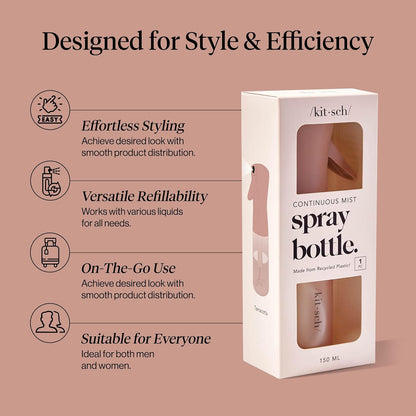 Continuous Fine Mist Spray Bottle for Hair & Beauty