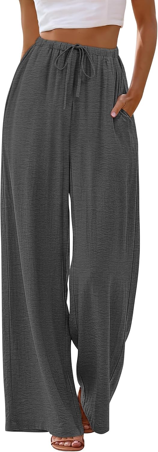 Women’s Wide Leg Palazzo Pants With Drawstring Waist