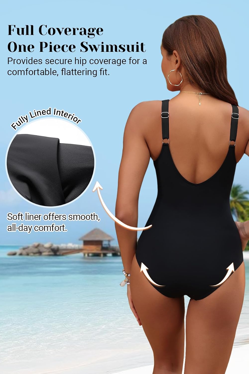 Women’s Tummy Control One Piece Swimsuit – Push Up Fit