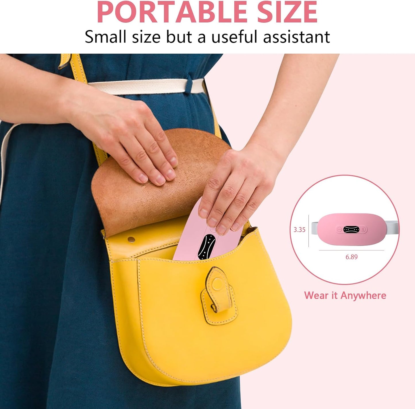 Cordless Heating Pad for Cramps – 3 Heat & Massage Modes