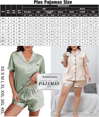 Women’s Satin Pajama Short Set – Soft 4-Piece Sleepwear