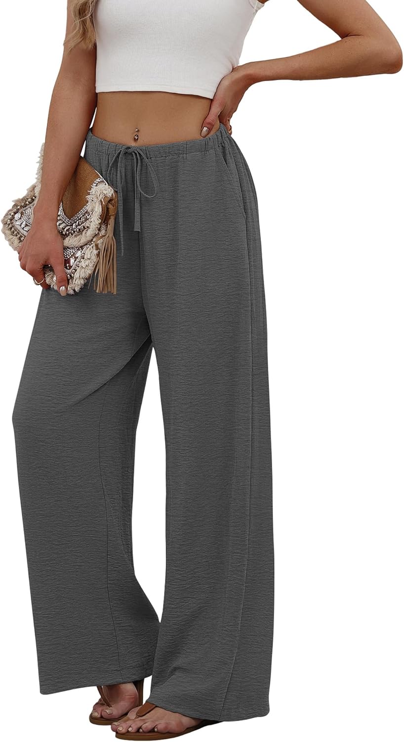 Women’s Wide Leg Palazzo Pants With Drawstring Waist