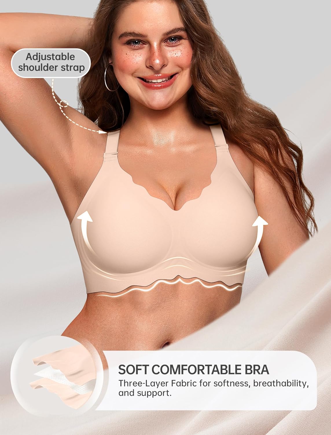 Women’s Jelly Wireless Bra Scalloped Seamless T-Shirt