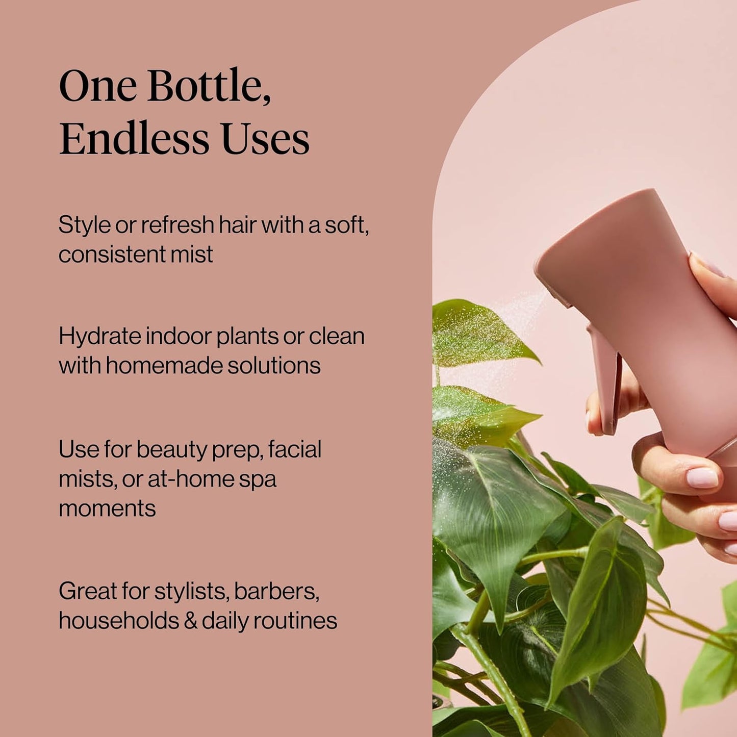 Continuous Fine Mist Spray Bottle for Hair & Beauty