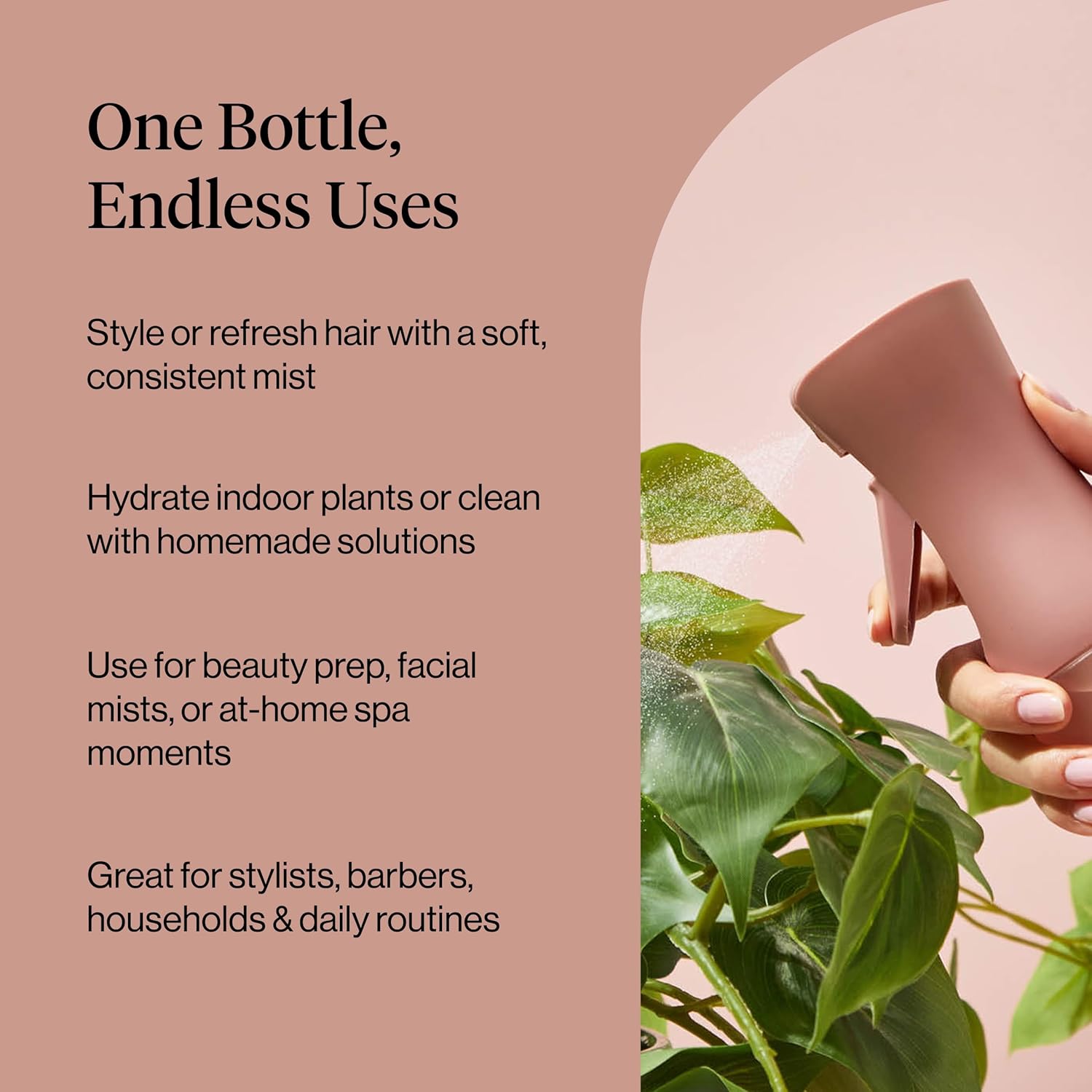 Continuous Fine Mist Spray Bottle for Hair & Beauty
