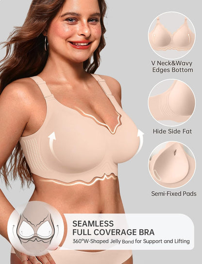 Women’s Jelly Wireless Bra Scalloped Seamless T-Shirt