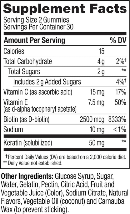 Hair, Skin & Nails Gummies with Biotin, Keratin & Vitamin C