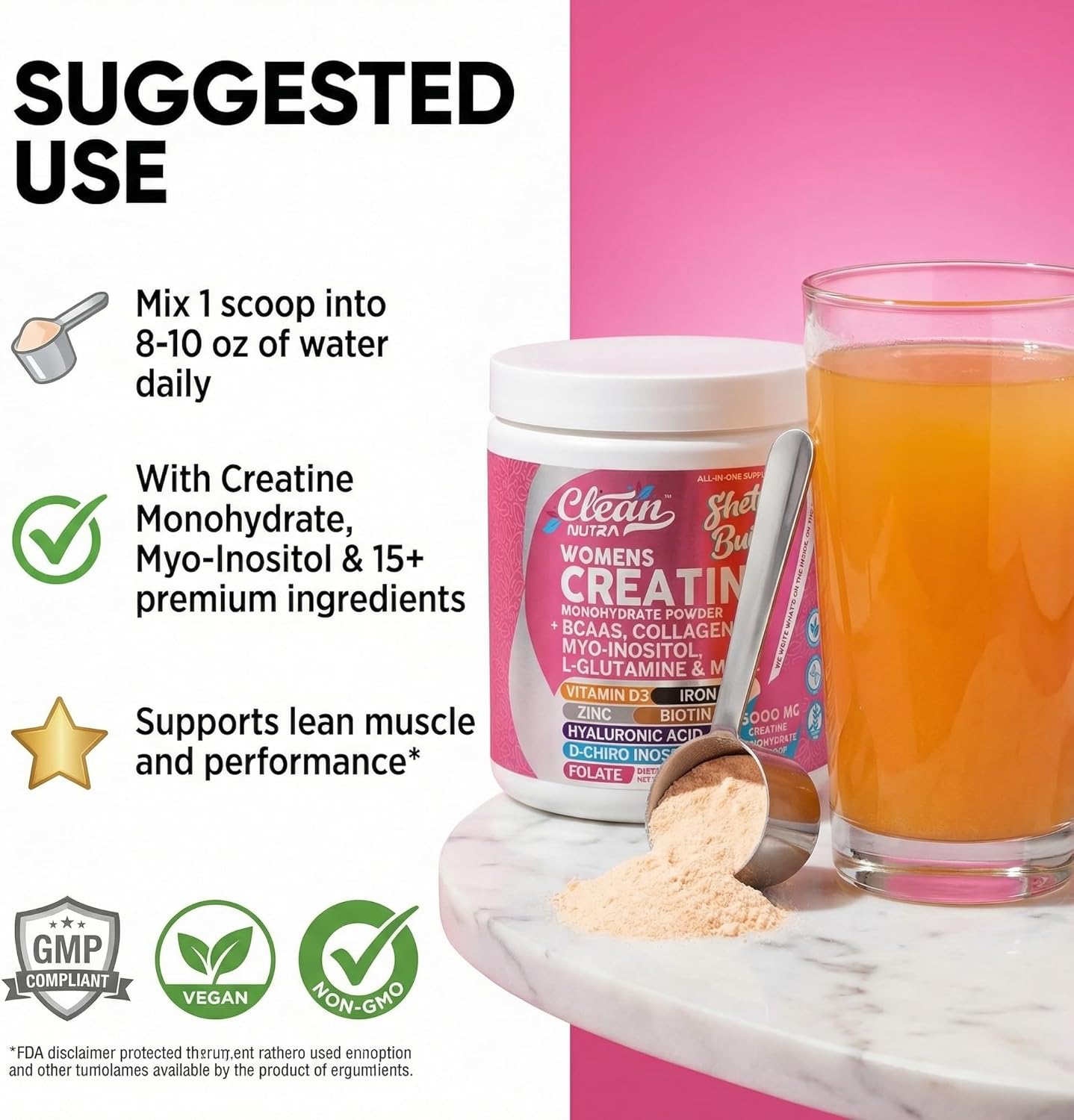 Creatine & BCAA Powder for Women – Collagen & Inositol